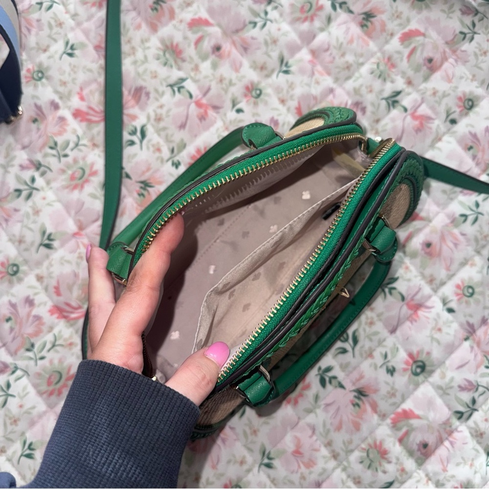 kate spade Reiley Green Straw Medium Dome Satchel Crossbody Bag - Picture 5 of 5